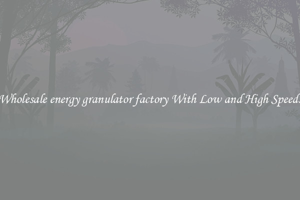 Wholesale energy granulator factory With Low and High Speeds