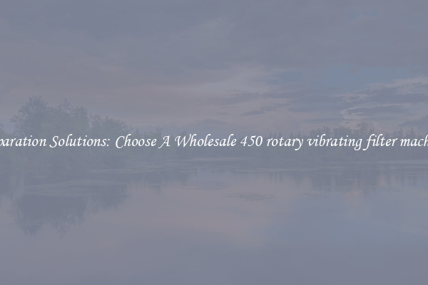 Separation Solutions: Choose A Wholesale 450 rotary vibrating filter machine